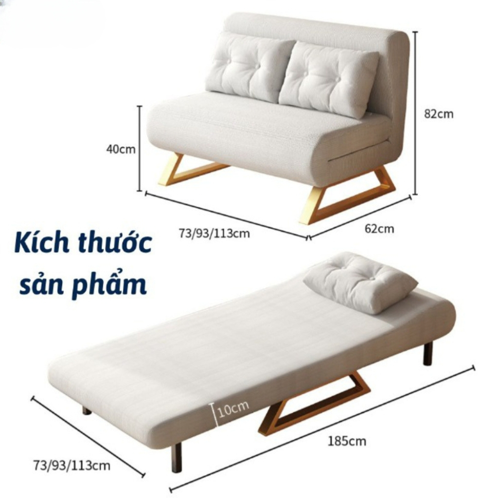 Ghế Sofa Giường Gấp Gọn Đa Năng Có 5 Nấc Điều Chỉnh, Sofa Bed Chất Liệu Vải Nhung Có Khung Thép Chịu Tải Lên Đến 400Kg | BigBuy360 - bigbuy360.vn
