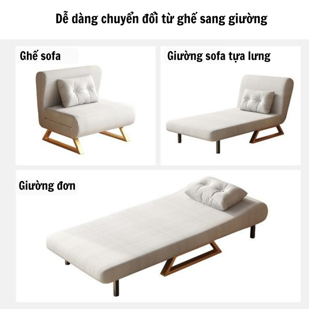Ghế Sofa Giường Gấp Gọn Đa Năng Có 5 Nấc Điều Chỉnh, Sofa Bed Chất Liệu Vải Nhung Có Khung Thép Chịu Tải Lên Đến 400Kg | BigBuy360 - bigbuy360.vn
