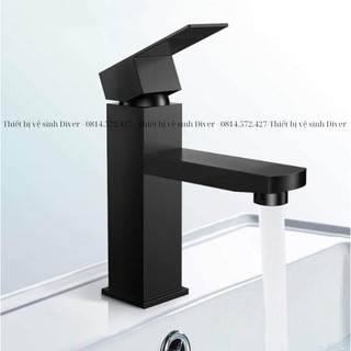 Vòi lavabo lõi đồng, vòi rửa mặt dáng vuông cao cấp nóng lạnh đồng mạ crom cao cấp