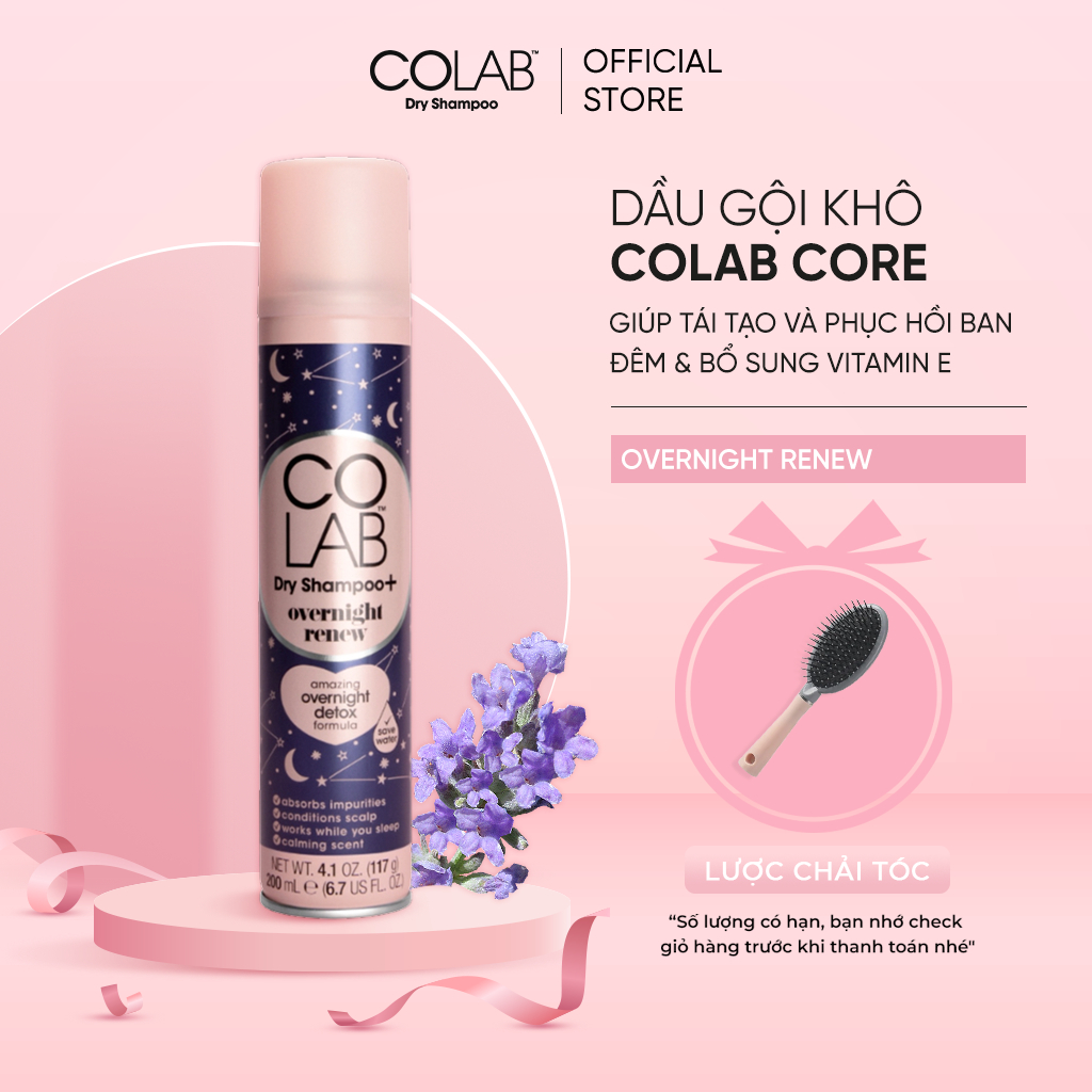 Dầu gội khô Colab dưỡng tóc qua đêm, xịt gội khô Colab+ Overnight Renew 200ml làm mới tóc khi ngủ dậy