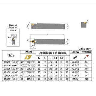 Cán dao tiện SDNCN lắp chíp D07, chíp D11