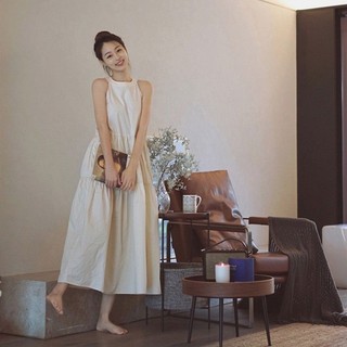 Đầm váy maxi cổ yếm form rộng dáng dài basic, váy đầm trắng hottrend Hàn Quốc (CÓ BIG SIZE) KS2288 SP100