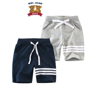 Quần short bé trai 27Kids quần thun cho bé họa tiết kẻ thể thao chất cotton mẫu mới 2024