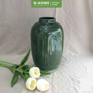 Bình hoa Mộc Trà Ghome chất liệu gốm Bát Tràng tráng men decor bàn trà, cắm lựu cắm sen BH24M4