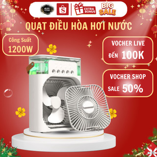 Quạt điều hoà mini phun sương dung tích 600ml, quạt điều hòa hơi nước, quạt để bàn mini làm mát 3 chế độ tích hợp đènLED