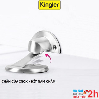 Chặn cửa inox - kingler, hít nam châm, gắn sàn nhà, chống va đập cửa, hiện đại, an toàn, miếng dán 3m chắc chắn, 1400