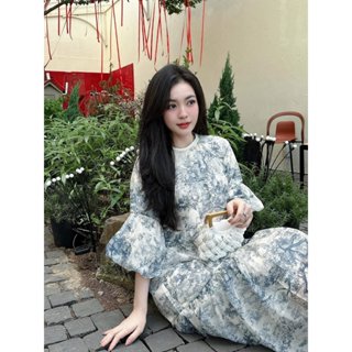 Váy hoa nhí thiết kế tay bèo bồng 2 lớp tiểu thư đi chơi, du lịch, đi biển, đầm dạo phố siêu sang- YUMEE