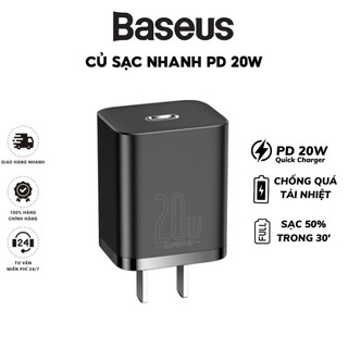Củ Sạc Nhanh 20W Baseus Super Si Chống Cháy Nổ Cho IP 14 8-X-10-11-12-13-14-15-Pro-Plus-Promax