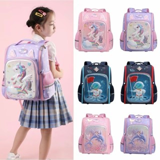 Cặp sách chống gù cho bé trai bé gái đi học tiểu học hình khủng long cá heo xinh xắn Xu Xu Kids