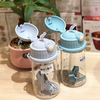 Bình nước trẻ em Inochi chịu nhiệt Goki Rudy 450ml Nút bấm mở bình, Nút silicon Ống hút tiện dụng