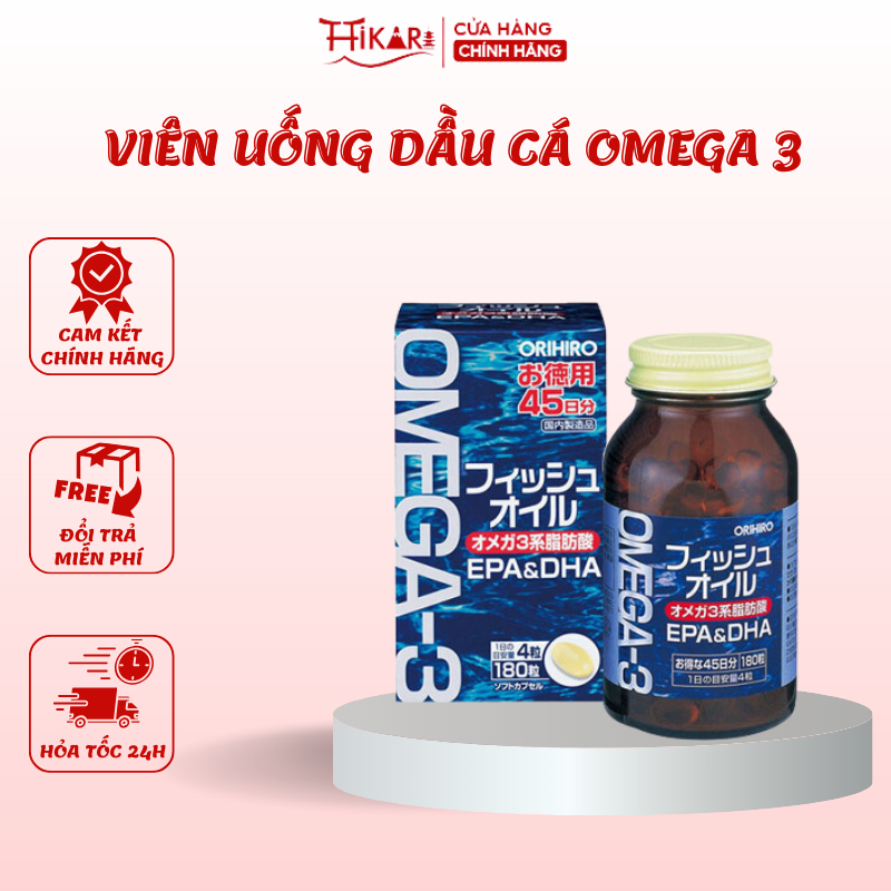 Viên uống dầu cá Omega 3 bổ mắt bổ não Orihiro Nhật Bản 180 viên