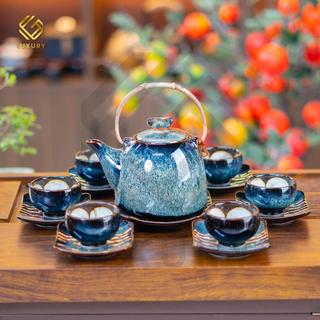 Bộ ấm chén Siêu thiên thanh - Gốm sứ Bát Tràng