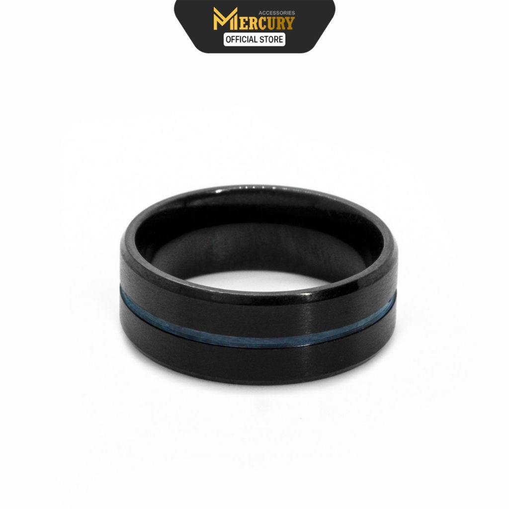 Nhẫn nam/nữ Mercury Black - Blue Line - Trang sức, phụ kiện đeo tay thời trang - Thiết kế Basic