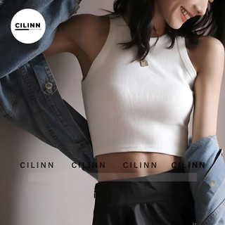Áo Croptop Ba lỗ ngược Chất Thun gân Co Dãn Áo thun Ôm sách nách Cổ Tròn Cilinn