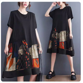 CÓ SẴN B54 Đầm bigsize dáng suông phối họa tiết thời trang;.