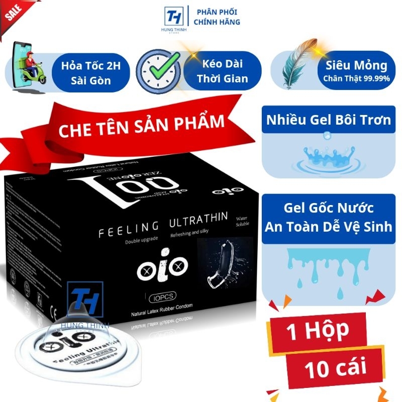 Bao cao su siêu mỏng 001 OiO nhiều gel gốc nước bcs kéo dài quan hệ chống xuất tinh sớm cảm giác chân thật hộp 10 bcs