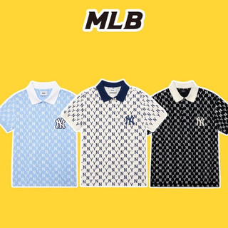 Áo polo mlb ny chính hãng in kín cao cấp -áo ny logo thêu vải cotton mềm mại thoải mái