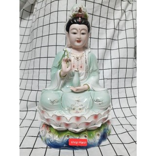 Tượng Mẹ Quan Âm da sứ xanh ngọc cao cấp