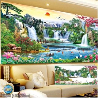 Tranh đính đá phong cảnh Lưu Thủy Sinh Tài