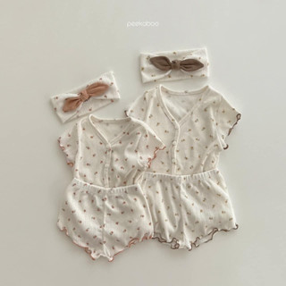 Bộ cộc tay Ylang hoa nhí gân xước chính hãng Peekaboo Hàn Quốc