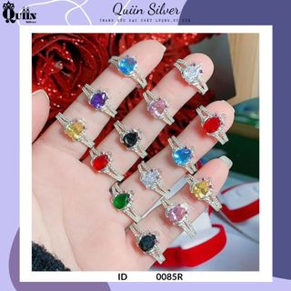 Nhẫn bạc ta, bạc s925 quiin - hình cóc đá màu dành cho nữ 0085r