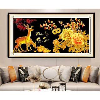 Tranh đính đá phúc lộc thọ hỷ tài kt: 100x50cm - tran chưa đính đá