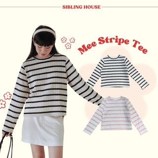 Áo len dệt kim form rộng tay dài cổ tròn hoạ tiết kẻ ngang basic Mee Stripe Tee - Sibling House