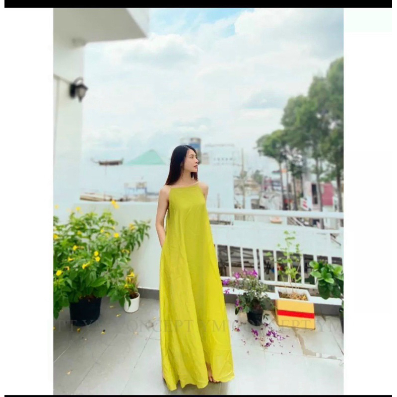 HV - Váy hai dây hở lưng hàng đẹp chất đũi lụa mát lạnh mùa hè, Đầm maxi đi biển sexy | BigBuy360 - bigbuy360.vn