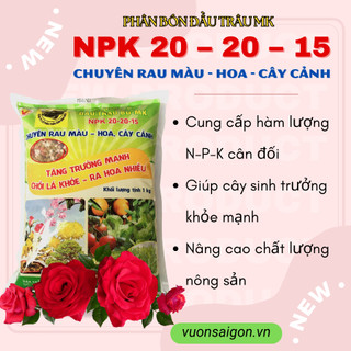 Phân bón NPK đầu trâu 20-20-15. Phân 3 màu  Chuyên rau màu-hoa, cây cảnh (đầu trâu) - Green City