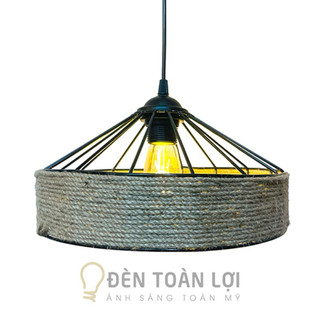 Đèn Thả: Đèn thả sắt quấn dây thừng Vintage trang trí quán Cafe D300