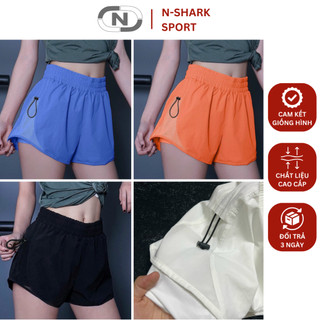 Quần đùi, quần short nữ chạy bộ 2 lớp phối lưới form rộng thoải mái chạy bộ, tập thể dục | NShark Sport