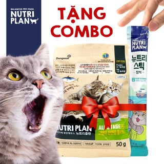 - Combo mẫu thử thức ăn hạt cho mèo mọi lứa tuổi All Stage Plus 50g + Súp thưởng Nutri Plan