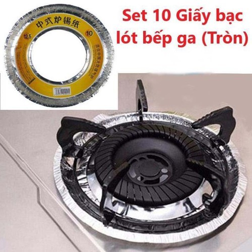Sỉ 100 miếng giấy bạc tròn lót bếp ga, giấy lót kiềng bếp ga chắn dầu mỡ tiện dụng cho gian bếp