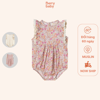 Áo liền quần bé gái BERRY vai cánh tiên nhiều màu vải xô muslin mềm mịn LOU