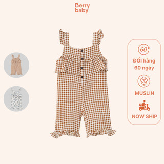 Bộ jumpsuit bé gái BERRY ống suông vai cánh tiên dáng bèo xô muslin RACHEL