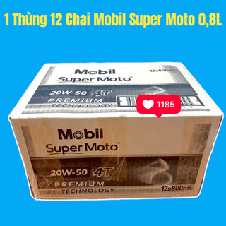 1 Thùng 12 Chai Nhớt Mobil Super Moto 20w50 SL  ( NẮP ĐEN )   800ml Nhập Khẩu SINGAPORE >>>