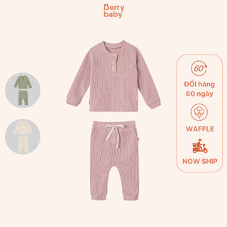Bộ dài tay unisex cho bé BERRY bé trai bé gái vải waffle thun tổ ong lớp lót bông cao cấp CORY