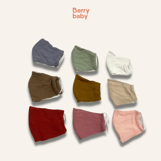 Khẩu trang vải cho bé BERRY nhiều màu vải xô muslin mềm mịn