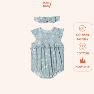 Bộ bodysuit cho bé gái BERRY vai cánh tiên kèm turban vải cotton gân nhẹ mát EMMA