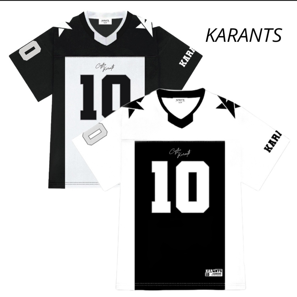 Áo Phông KARANTS Số 10 Phối Bóng Đá Vải Cotton Phong Cách UNISEX Nam Nữ - Áo Thun Form Rộng Co Giãn 4 Chiều NEW