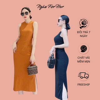GEE DRESS- Đầm Body Thun Gân Sát Nách, Đầm Maxi Thun Body Gân