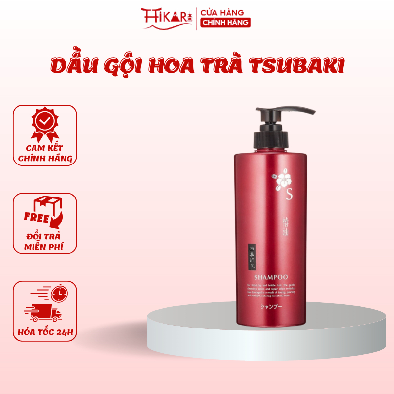 Dầu gội chiết xuất hoa trà Kumano Tsubaki Camellia Shampoo (không Silicone) 600ml phục hồi tóc hư tổn