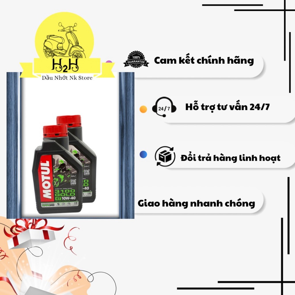 Nhớt Motul 3100 Gold 10w40 1L dành cho các loại xe số, cam kết chính hãng