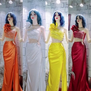 Đầm dạ hội body lệch vai dự tiệc [hình thật]