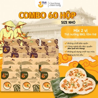 COMBO 60 hộp Bánh Ép Huế HUE ONE FOOD size nhỏ mix vị thịt nướng BBQ, vị tôm thịt hải sản