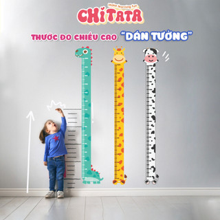 Thước Đo Chiều Cao dán tường cho bé hình con vật đáng yêu