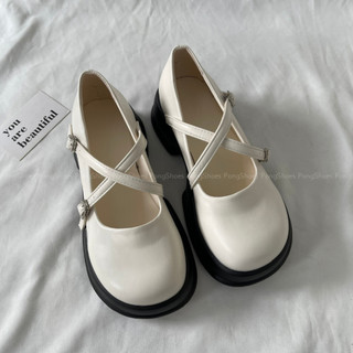 Giày búp bê/ MaryJane Pong Shoes đế cao, 2 quai cài- Full Box- Mã 1655
