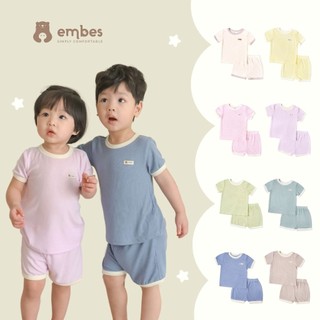 Bộ quần áo cộc tay cho bé Embes chất liệu thun tăm từ 6 tháng đến 4 tuổi