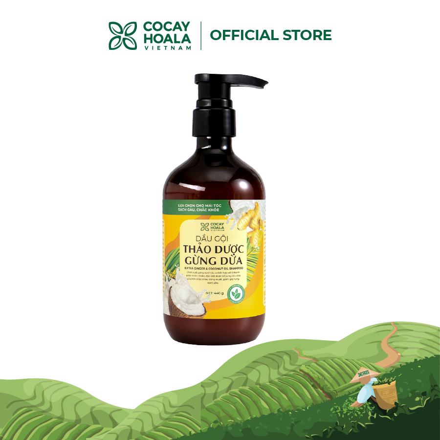 Dầu gội Gừng Dừa thảo Dược - Trị Gàu, Rụng Tóc, Mềm Mượt VIETNAM