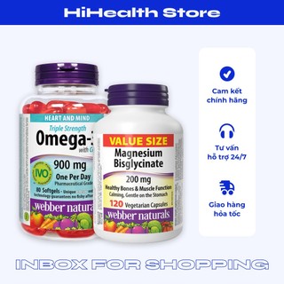 Combo webber : dầu cá webber triple strength 80 coq10 / 120/ 200 viên + magie webber 120 viên